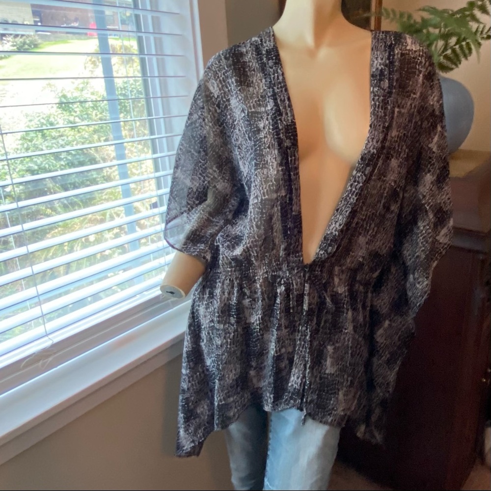 Animal print tie front coverup.